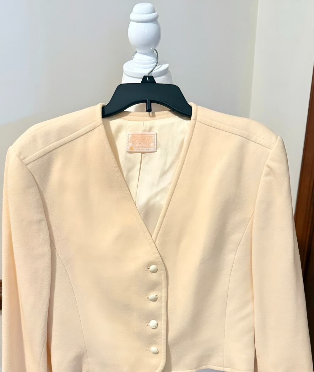Pendleton Vintage Virgin Wool Cropped Blazer Jacket yellow/ Cream Size 16 USA